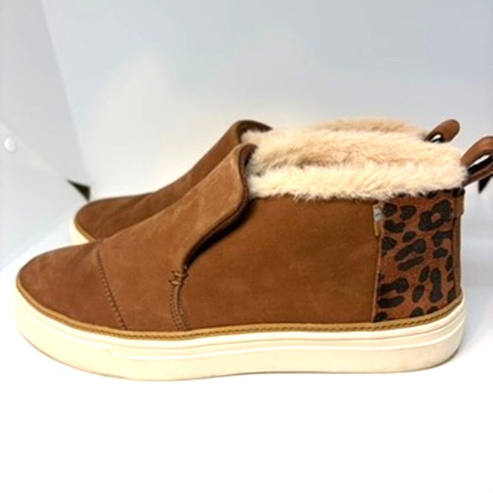 Toms slip on boots fur brown leopard 9